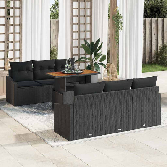 Garten-Sofa-Set mit Kissen Schwarz, Braun 100 x 55 x 73 cm