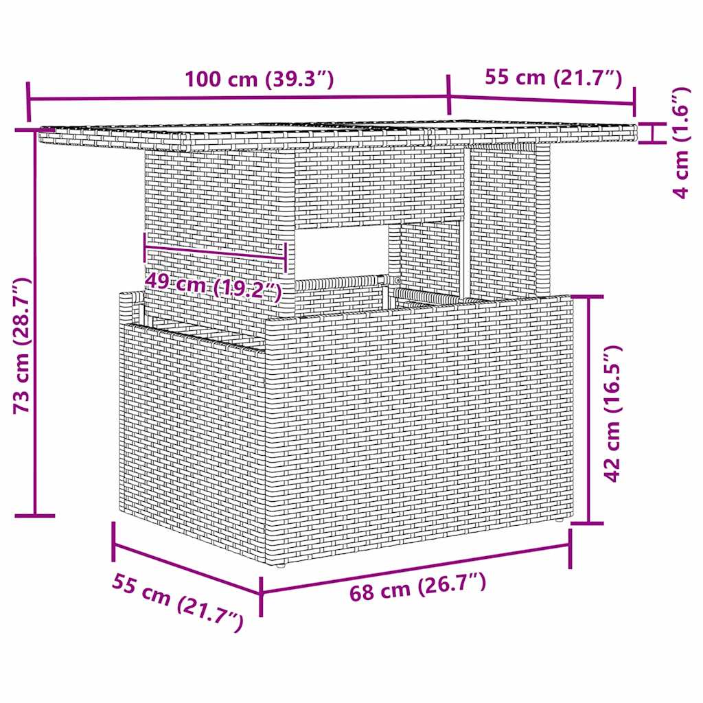 Garten-Sofa-Set mit Kissen Schwarz, Braun 100 x 55 x 73 cm