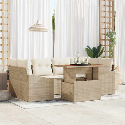 Garten Essgruppe mit Kissen Beige, Creme 100 x 55 x 73 cm