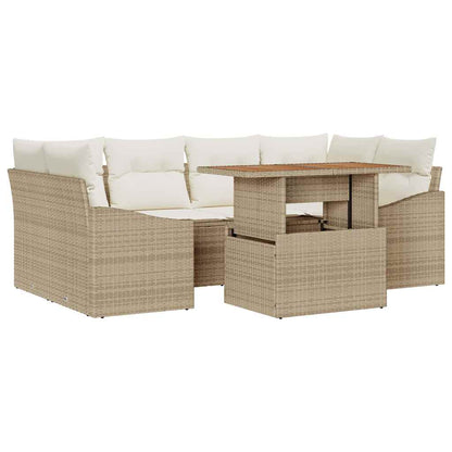 Garten Essgruppe mit Kissen Beige, Creme 100 x 55 x 73 cm