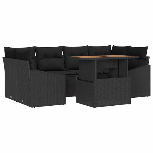 Garten Essgruppe mit Kissen Schwarz, Braun 100 x 55 x 73 cm