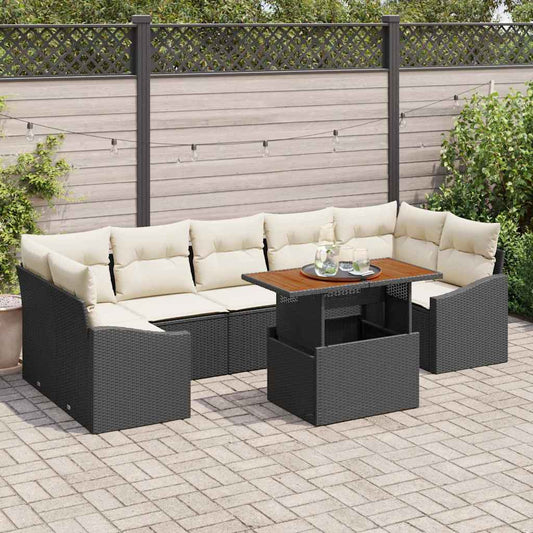 Garten Essgruppe 8 pcs Schwarz und Creme 100 x 55 x 73 cm