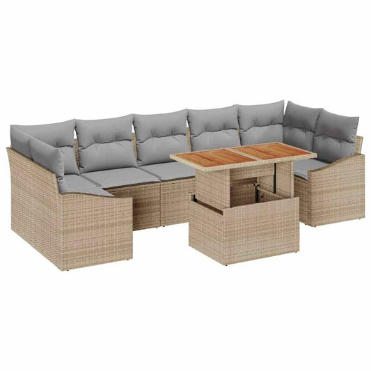 Garten Essgruppe mit Kissen Beige, Grau 100 x 55 x 73 cm