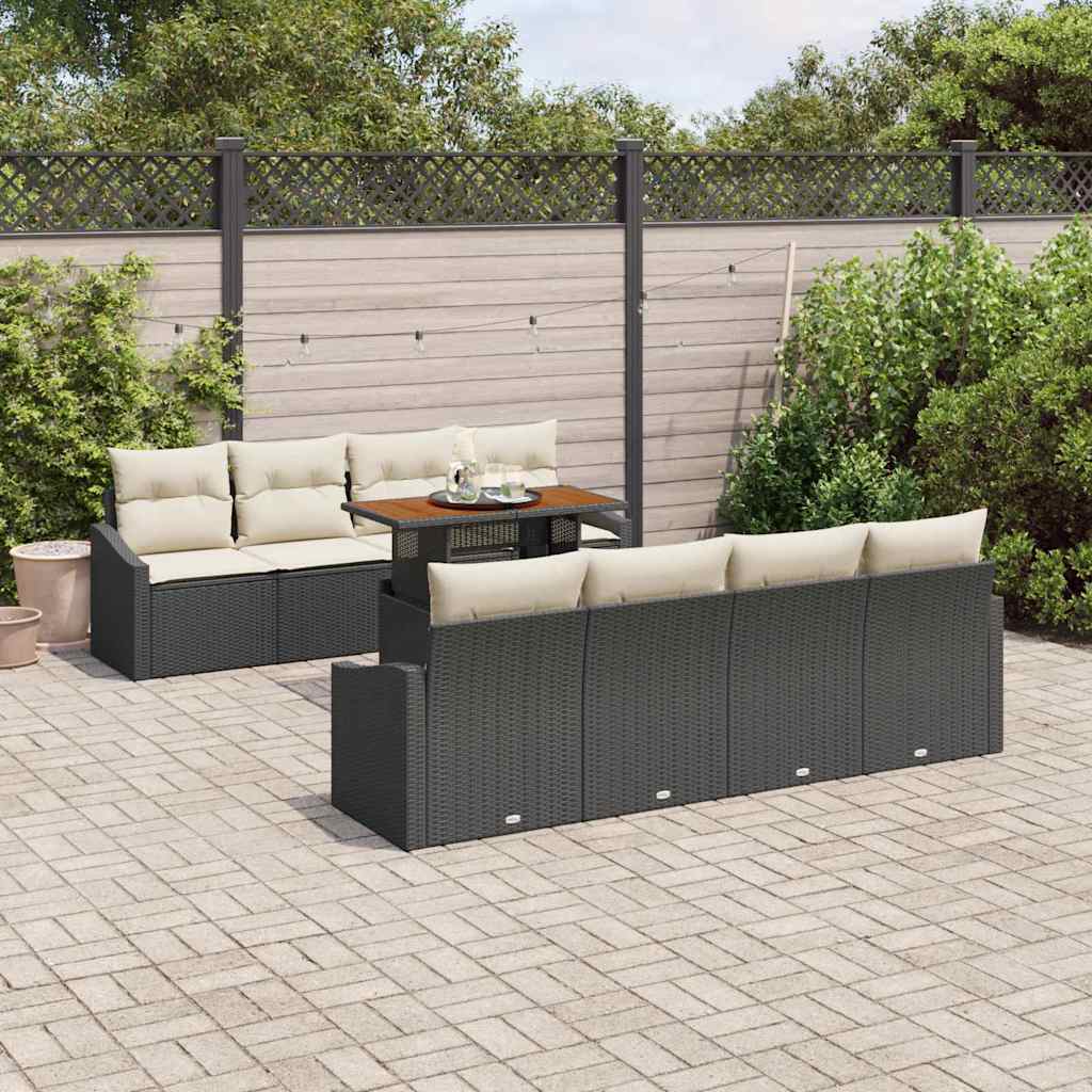 Garten Essgruppe 9 pcs Schwarz und Creme 100 x 55 x 73 cm