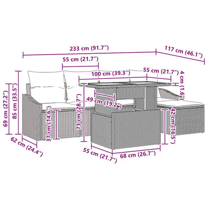 Garten Essgruppe mit Kissen Beige, Grau
