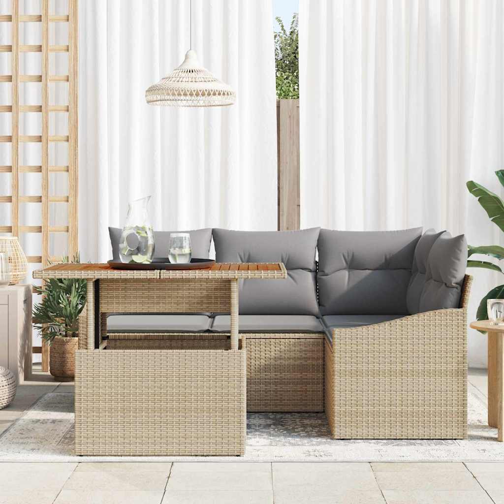Garten Essgruppe mit Kissen Beige, Grau 100 x 55 x 73 cm