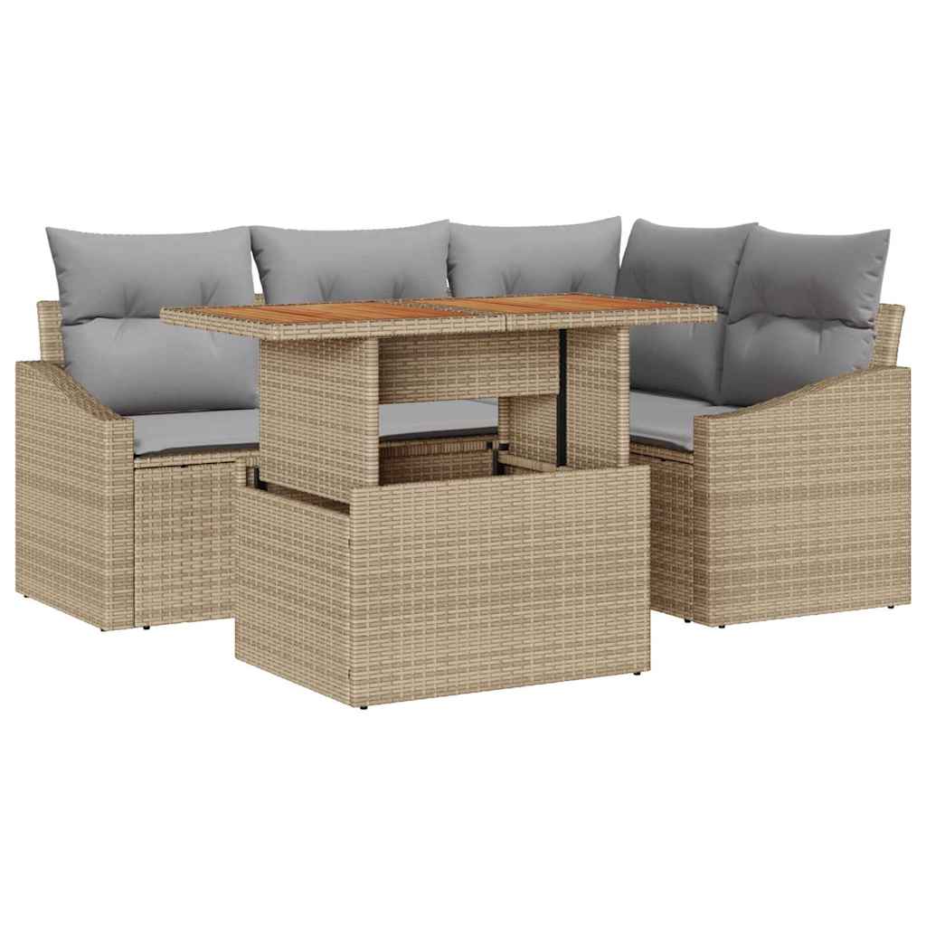 Garten Essgruppe mit Kissen Beige, Grau 100 x 55 x 73 cm