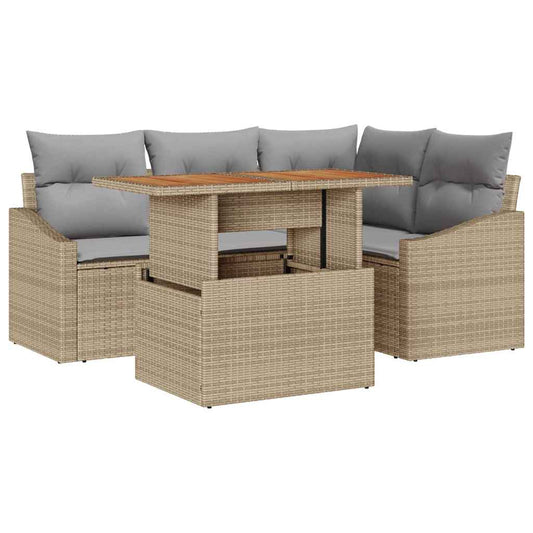 Garten Essgruppe mit Kissen Beige, Grau 100 x 55 x 73 cm