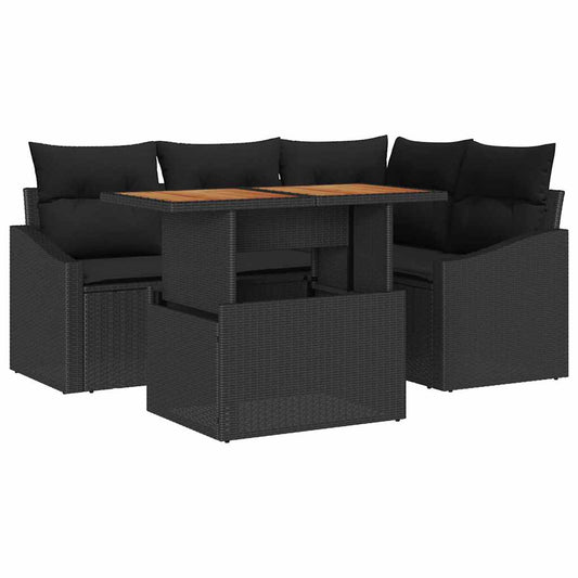 Garten Essgruppe mit Kissen Schwarz, Braun 100 x 55 x 73 cm
