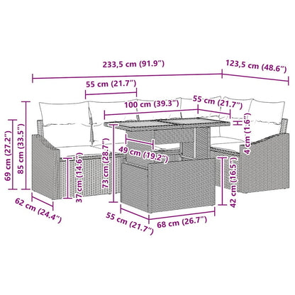 Garten Essgruppe mit Kissen Beige, Grau 100 x 55 x 73 cm