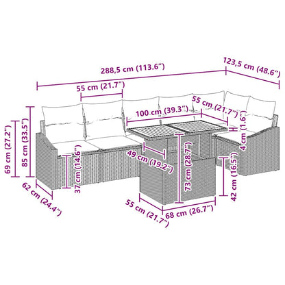 Garten Essgruppe 7 pcs Grau und Braun 100 x 55 x 73 cm