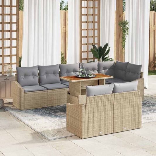 Garten-Sofa-Set mit Kissen 9 pcs Beige, Grau 100 x 55 x 73 cm