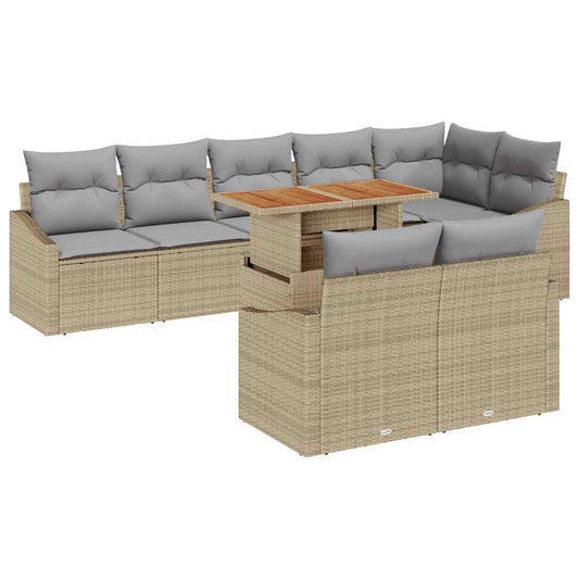 Garten-Sofa-Set mit Kissen 9 pcs Beige, Grau 100 x 55 x 73 cm