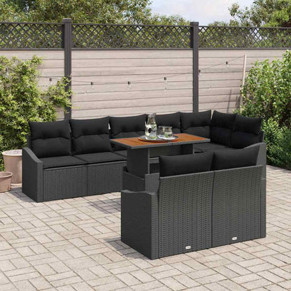 Garten-Sofa-Set 9 pcs Schwarz, Braun 100 x 55 x 73 cm
