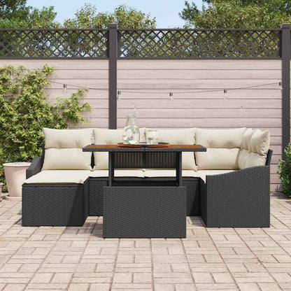 Garten Essgruppe mit Kissen 7 pcs Schwarz und Creme