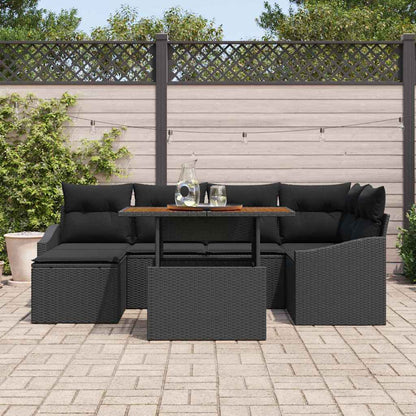 Garten Essgruppe mit Kissen 7 pcs Schwarz, Braun