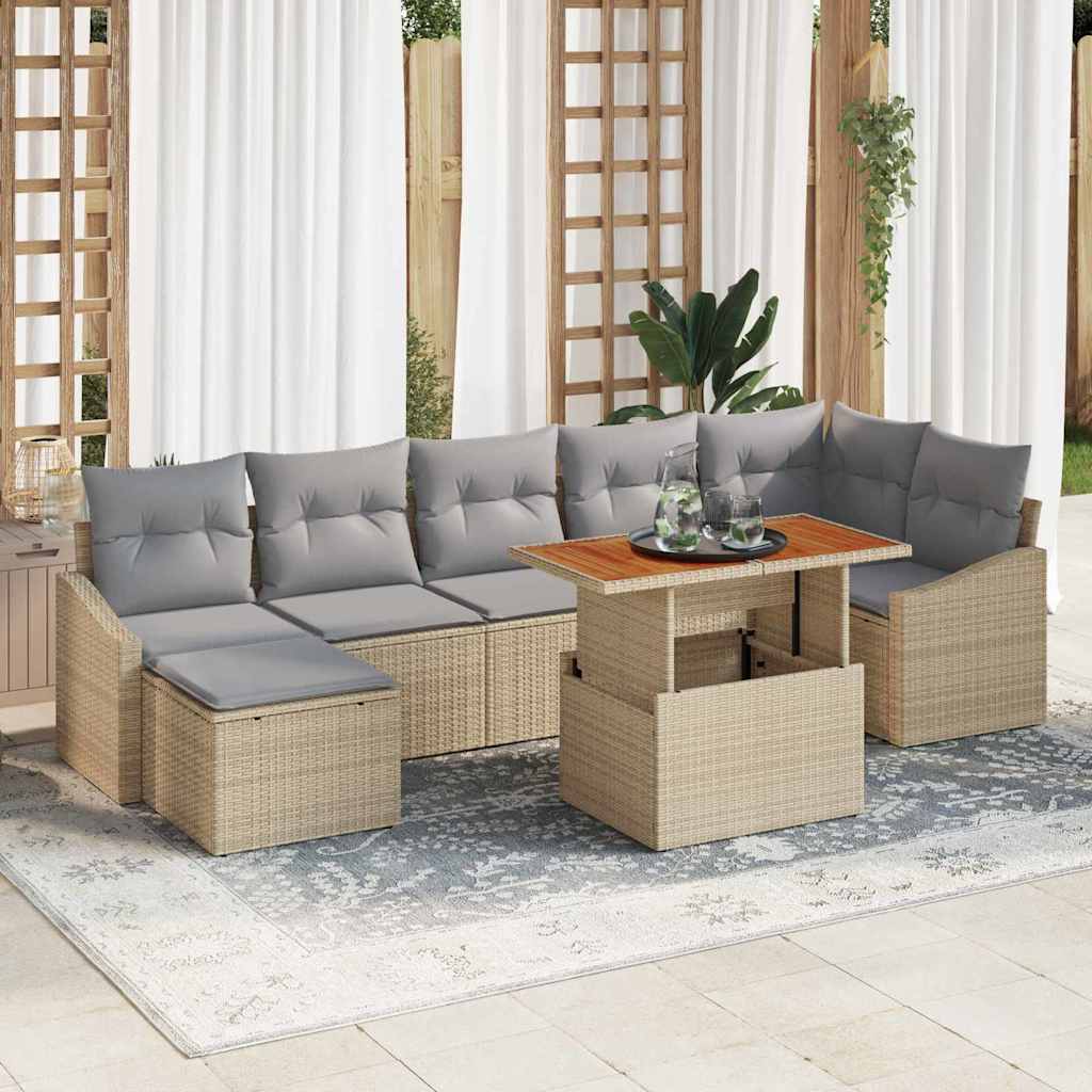 Garten Essgruppe mit Kissen 8 pcs Beige, Grau