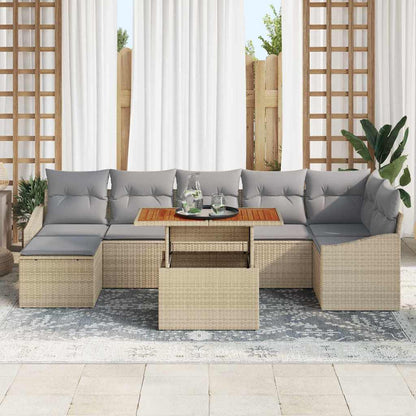 Garten Essgruppe mit Kissen 8 pcs Beige, Grau
