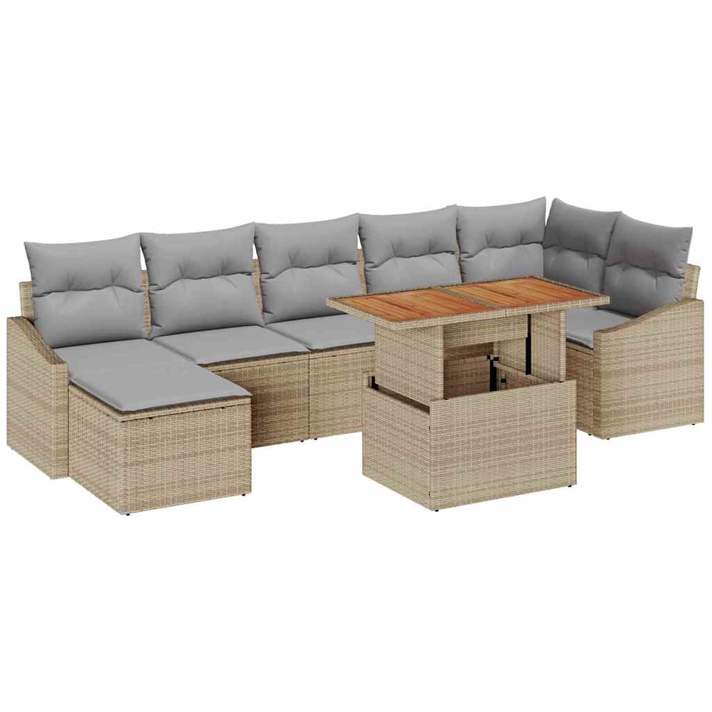 Garten Essgruppe mit Kissen 8 pcs Beige, Grau