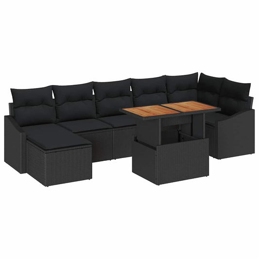 Garten Essgruppe mit Kissen 8 pcs Schwarz, Braun