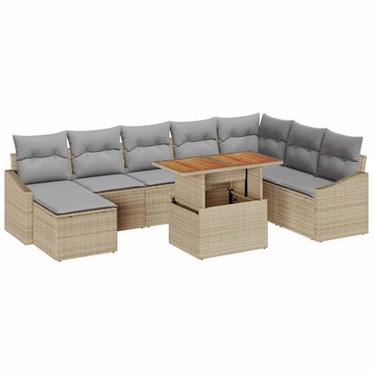 Garten Essgruppe mit Kissen 9 pcs Beige, Grau