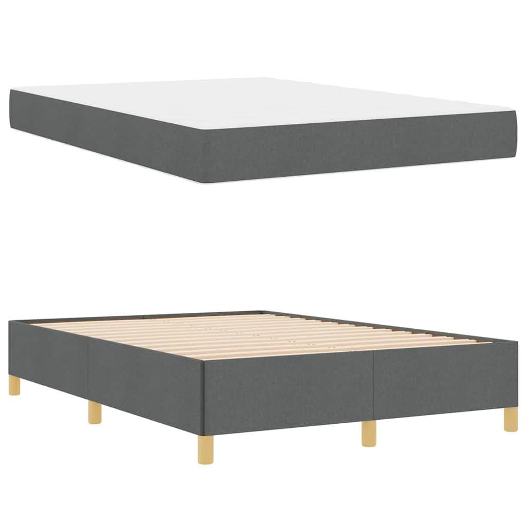 Boxspringbett Dunkelgrau und Weiß und Dunkelgrau 140 x 190 cm