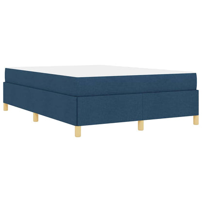 Boxspringbett mit Matratze Blau und Weiß 140 x 190 cm Stoff