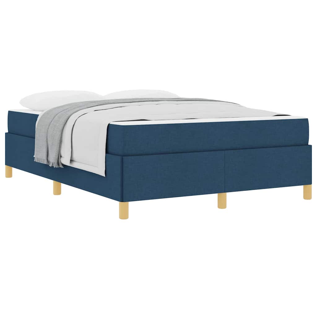 Boxspringbett mit Matratze Blau und Weiß 140 x 190 cm Stoff
