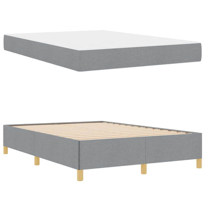 Boxspringbett Hellgrau und Weiß und Hellgrau 140 x 200 cm Stoff