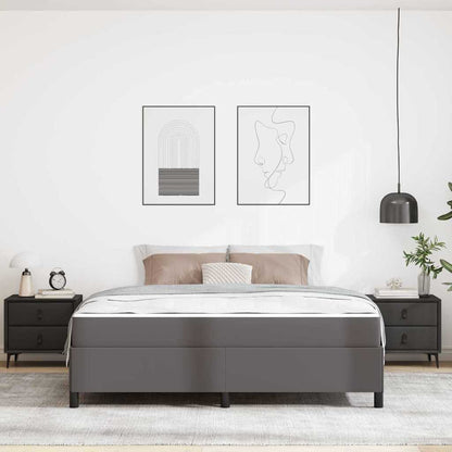 Bettgestell mit Matratze Grau 180 x 200 cm Kunstleder