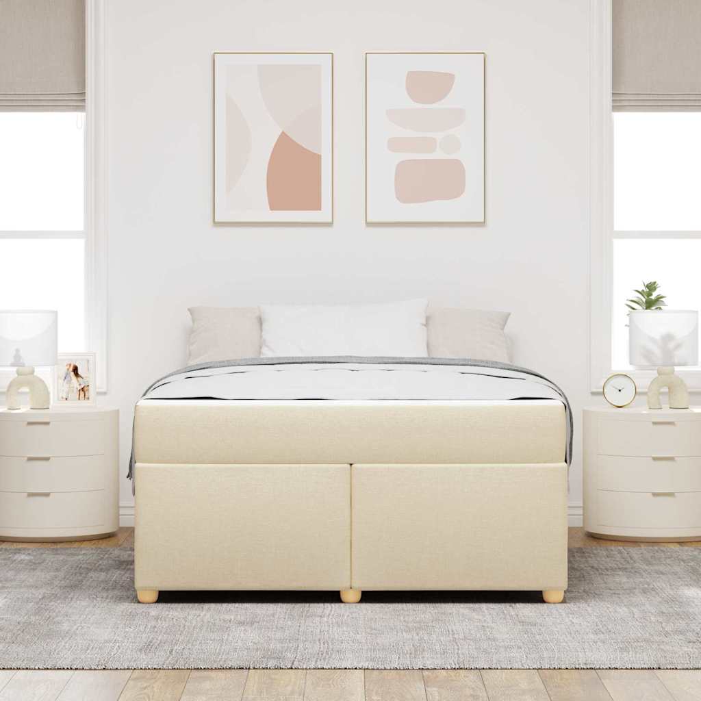 Bettgestell mit Matratze Creme 140 x 200 cm Stoff