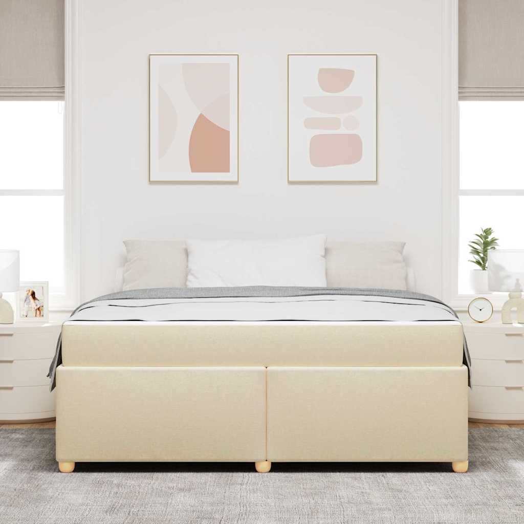 Bettgestell mit Matratze Creme 180 x 200 cm Stoff