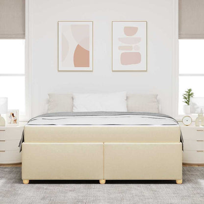 Bettgestell mit Matratze Creme 180 x 200 cm Stoff