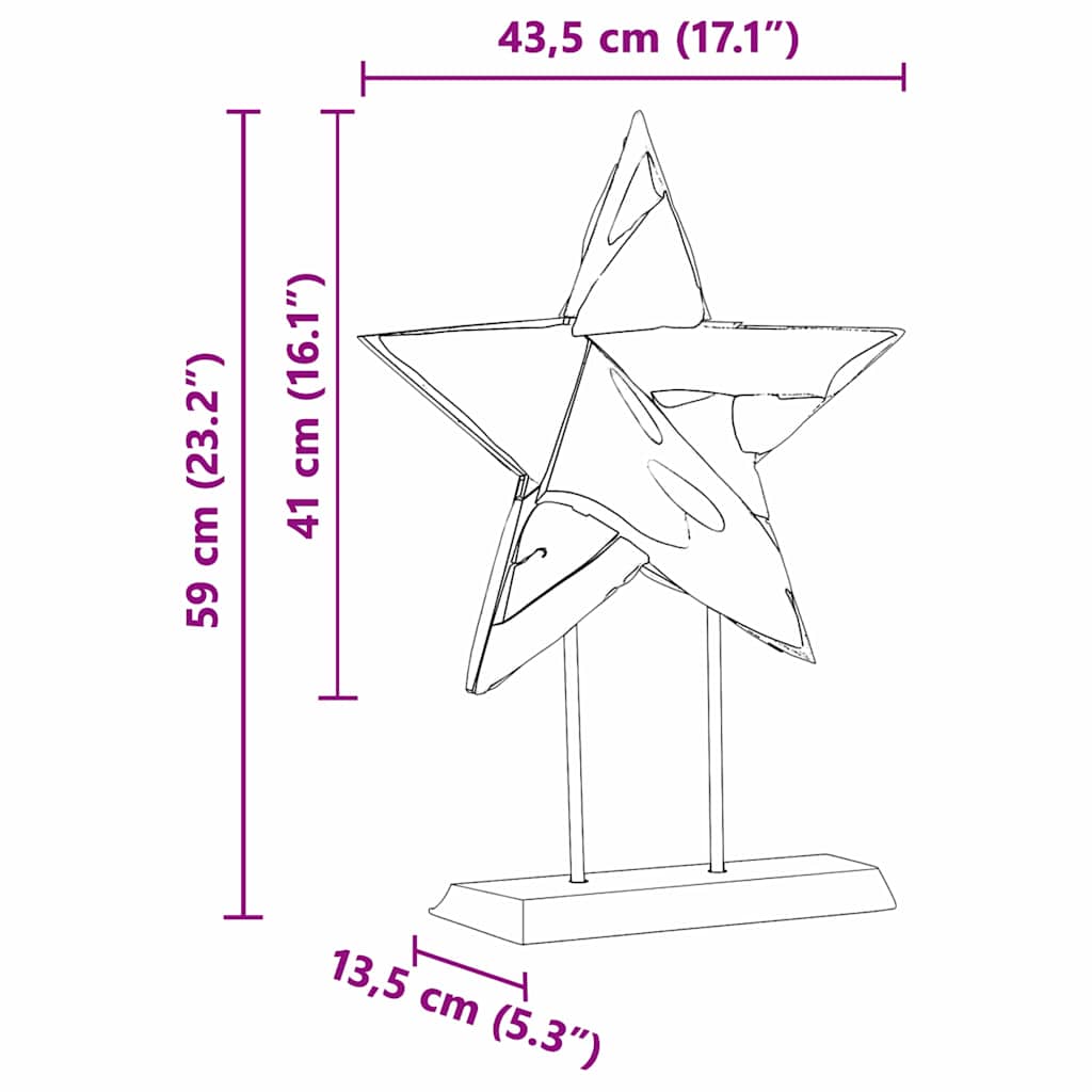 Weihnachtsstern Braun 45 x 5 x 60 cm Massivholz Teak