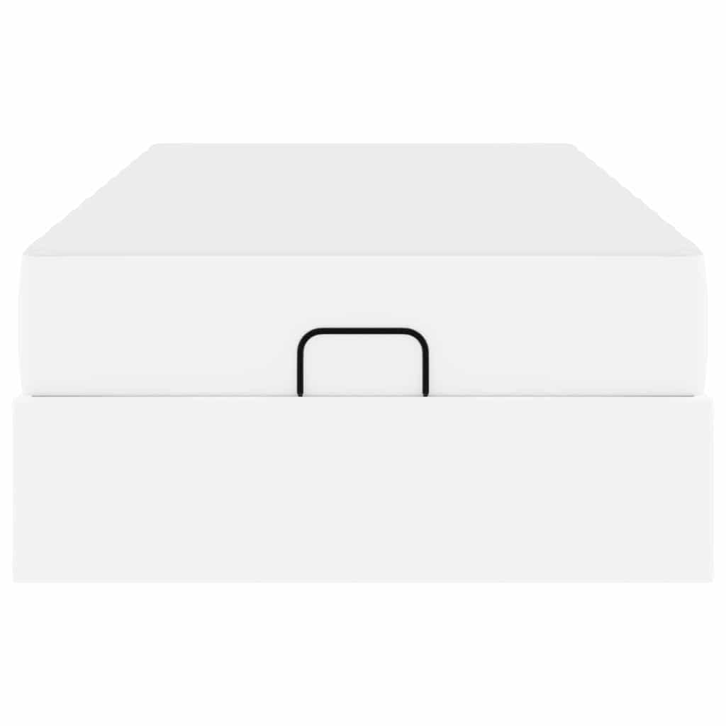 Bettgestell mit Matratze Reinweiß 80 x 200 cm Kunstleder