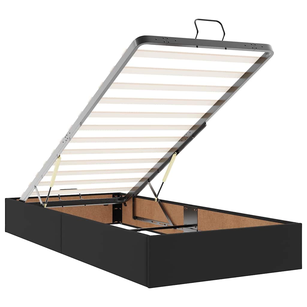 Bettgestell mit Matratze Schwarz 90 x 190 cm Kunstleder