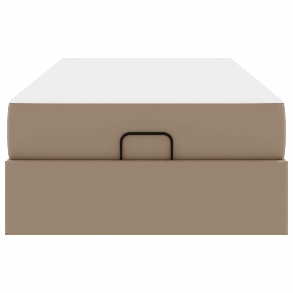 Bettgestell mit Matratze Cappuccino 90 x 190 cm Kunstleder