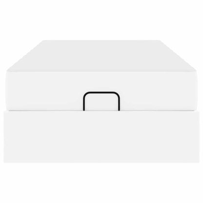 Bettgestell mit Matratze Reinweiß 90 x 200 cm Kunstleder