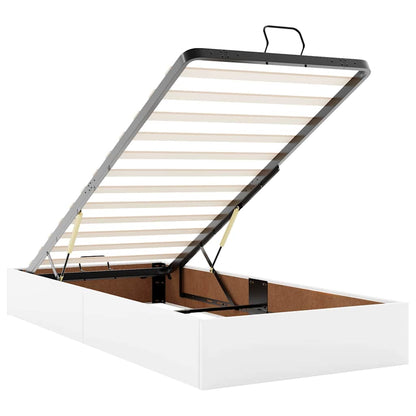 Bettgestell mit Matratze Reinweiß 90 x 200 cm Kunstleder