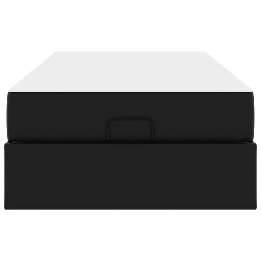 Bettgestell mit Matratze Schwarz 100 x 200 cm Kunstleder