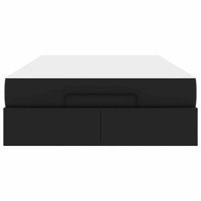 Bettgestell mit Matratze Schwarz 120 x 190 cm Kunstleder