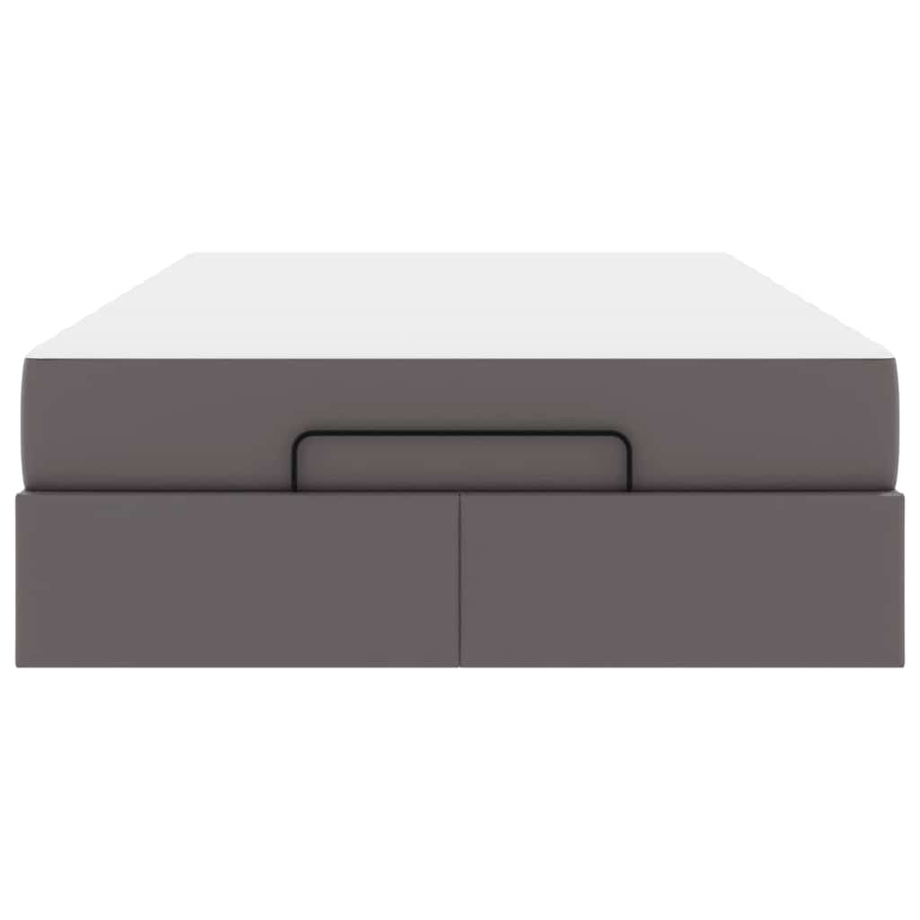 Bettgestell mit Matratze Grau 120 x 190 cm Kunstleder