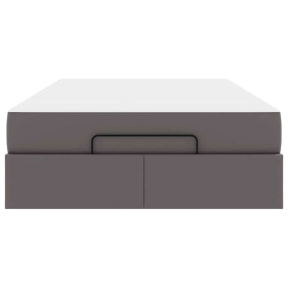 Bettgestell mit Matratze Grau 120 x 190 cm Kunstleder