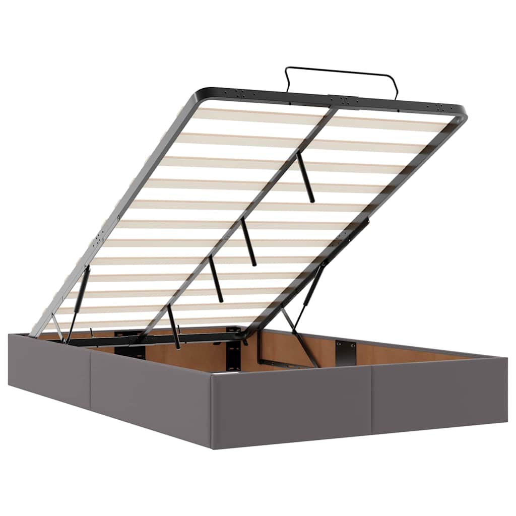 Bettgestell mit Matratze Grau 120 x 190 cm Kunstleder