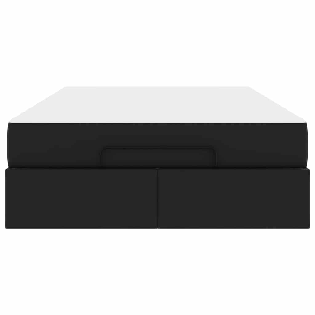 Bettgestell mit Matratze Schwarz 120 x 200 cm Kunstleder