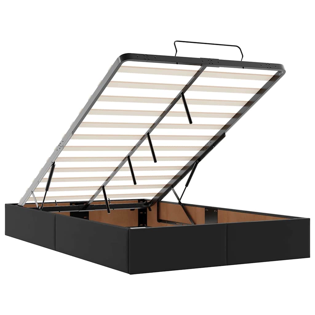 Bettgestell mit Matratze Schwarz 120 x 200 cm Kunstleder