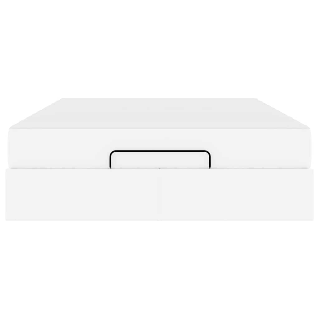 Bettgestell mit Matratze Reinweiß 140 x 190 cm Kunstleder