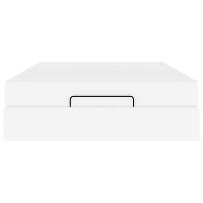 Bettgestell mit Matratze Reinweiß 140 x 190 cm Kunstleder