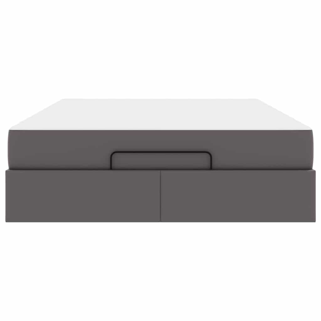 Bettgestell mit Matratze Grau 140 x 200 cm Kunstleder