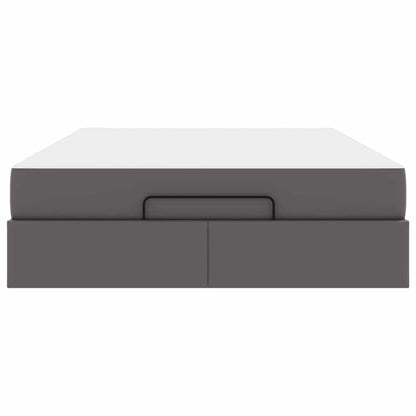 Bettgestell mit Matratze Grau 140 x 200 cm Kunstleder